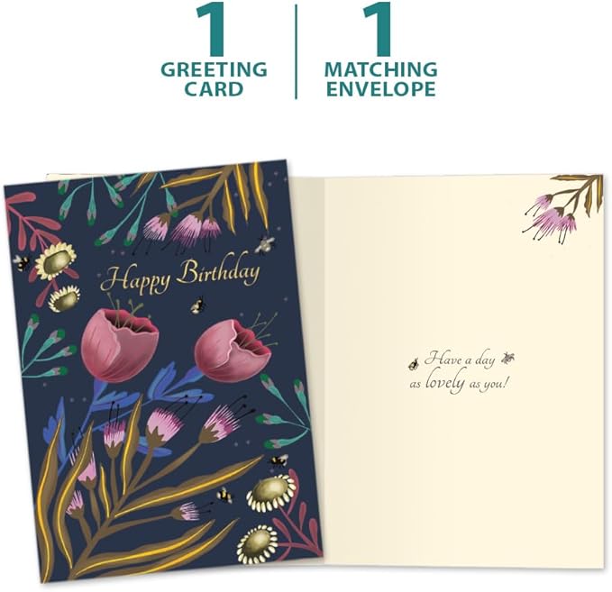 Tree-Free Greetings - Birthday Card - Artful Designs - 1 Card + Matching Envelope - Made in USA - 100% Recycled Paper - 5 x 7 - Beauty and Grace (GO65218)