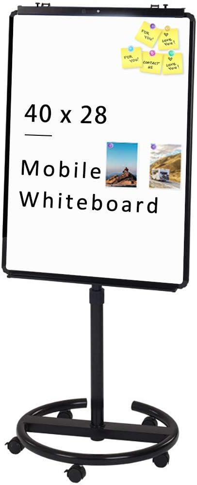 VIZ-PRO ECO Magnetic Mobile Whiteboard/Flipchart Easel, Black, 28 X 40 Inches