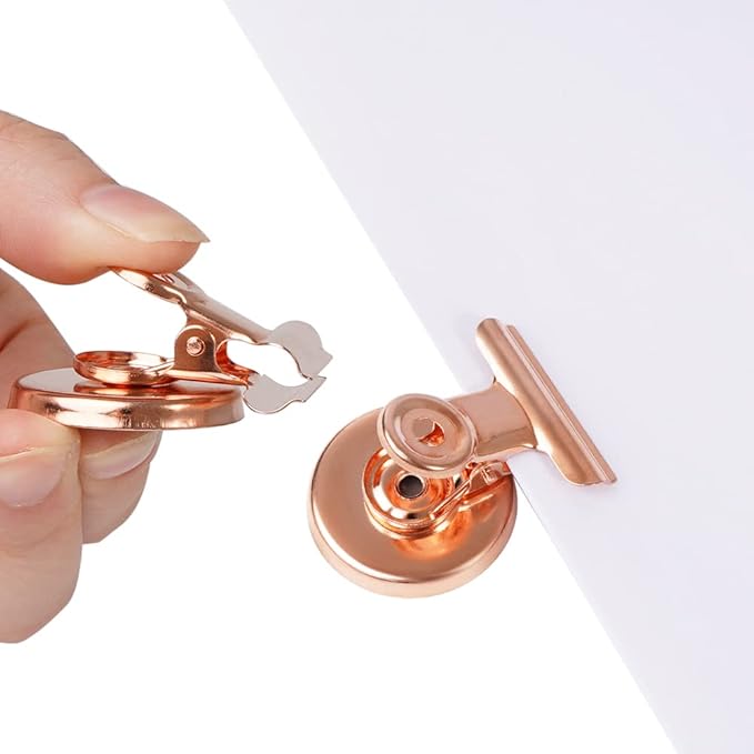 VNDUEEY 20 Pack Magnetic Clips Fridge Magnets with Clips, Refrigerator Magnet Clips, Magnet Clips for Whiteboard on Home& Office (Rose Gold)