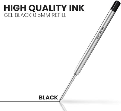 BASTION® Premium Pen Refill, Deeply Pigmented Ink for All Bastion Bolt Action Pens, Standard Ink Refill w/ 0.55mm Fine Tip for Birthday Gift - Black Gel, 1 Piece