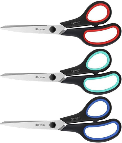 School Scissors Set of 24-Pack, 8" Scissors All Purpose Comfort-Grip Handles Sharp Scissors for High/Middle School Student Teacher Scissor, Office Home Sewing Fabric Supplies, for Right Left Handed