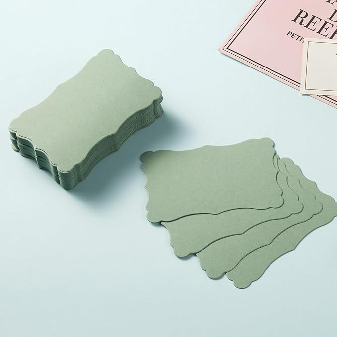 120 Pieces Small Mini Business Cards Vintage Assorted Colors Blank Note Cards Gift Word Card for Business Cards, Gift Cards (Sage-Green, 3.66x 2.36 inches)