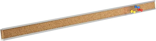 Corksidol Bulletin Bar Strip, Cork Board, Cork Strips, 36" x 1", Classroom, Office, Walls, Cubicle, Aluminum Frame,1 Pack, Silver