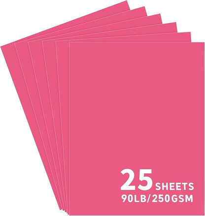 25Sheets Dark Pink Cardstock Paper, 8.5 x 11 Card stock for Cricut, Thick Construction Paper for Card Making, Scrapbooking, Craft 90 lb / 250 gsm (Dark Pink)