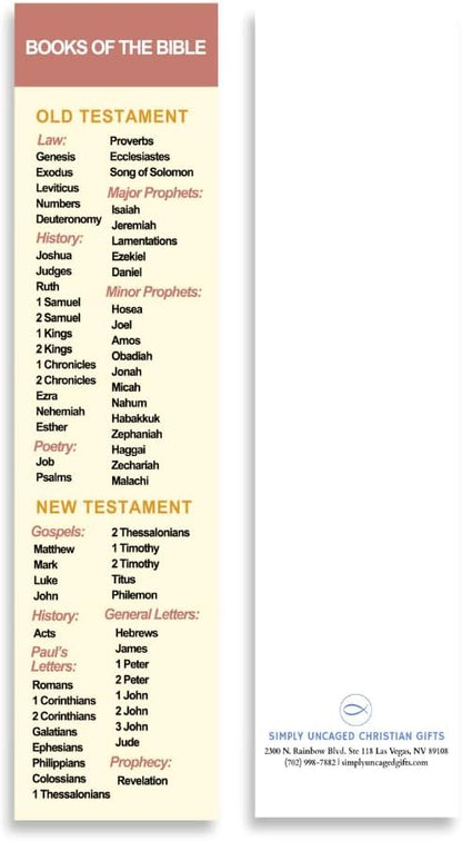 8'X2' Books of The Bible Bookmarks | Christian Church Bookmark Gift in Packs (Pack of 4)