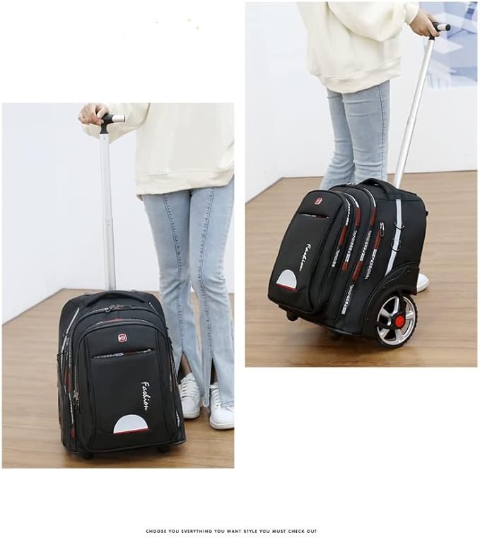 Rolling Backpack,Large Rolling Laptop Bag Briefcase Backpacks with Wheels for Women Adults Travel Trolley Office,Waterproof Wheeled Backpack(22inch, Black)
