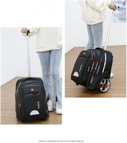 Rolling Backpack,Large Rolling Laptop Bag Briefcase Backpacks with Wheels for Women Adults Travel Trolley Office,Waterproof Wheeled Backpack(22inch, Black)