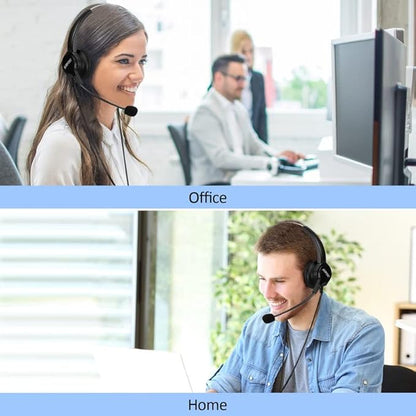 AGPTEK Hands-Free Call Center Noise Cancelling Corded Binaural Headset Headphone with 4-Pin RJ9 Crystal Head and Mic Microphone for Desk Phone - Telephone Counselling Services, Insurance, Hospitals