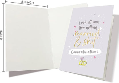 Nchigedy Funny Marriage Congratulations Card, Rude Engagement Card for Friend, Hilarious Wedding Card, Looking at you two get married