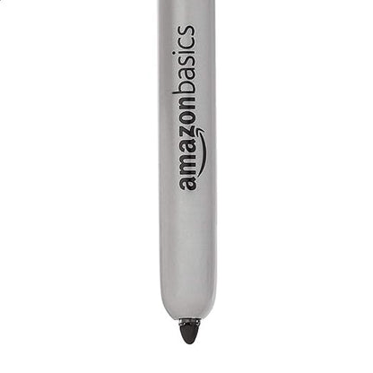 Amazon Basics Permanent Markers, Retractable, 12 Count, Art Supplies for Home, School, and Office Use, Black