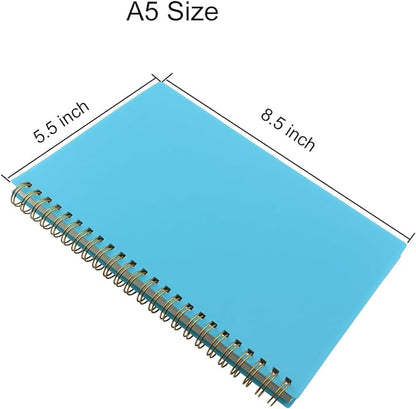 Spiral Notebook Journal,5.5" x 8.5" Plastic Hardcover College Ruled Notebook with 4 Colors,80 Sheets / 160 Pages Per Journal for Work,Study and Notes (light green,light blue,yellow,pink).