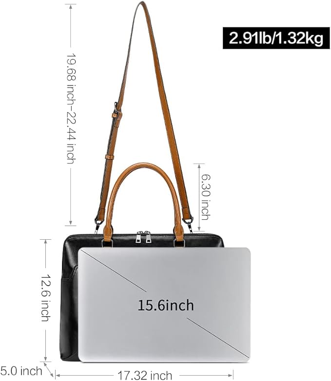 CLUCI Leather Briefcase for Women 15.6 Inch Laptop Business Vintage Slim Ladies Shoulder Bag