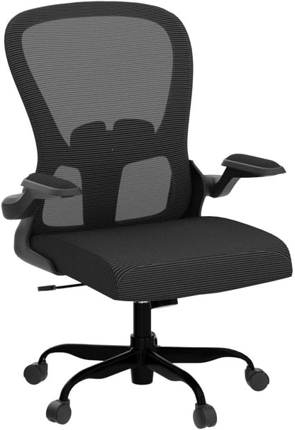 Ergonomic Office Chair, Comfort Swivel Home Office Task Chair, Breathable Mesh Desk Chair, Lumbar Support Computer Chair with Flip-up Arms and Adjustable Height