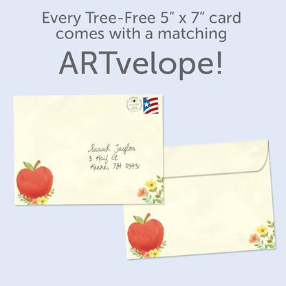 Tree-Free Greetings Teacher Appreciation Cards - Artful Designs - 2 Cards + Matching Envelopes - Made in USA - 100% Recycled Paper - 5"x7" - Heartfelt, For Teacher, You Inspire (GT64447)