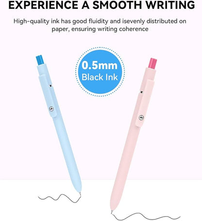 FIOVER Gel Pens, 5pcs Black Ink Fine Point 0.5mm Smooth Writing Pens with Comfort Grip, Aesthetic Ballpoint for Journaling School Office Supplies, Gifts for Women Men (Macaroon)