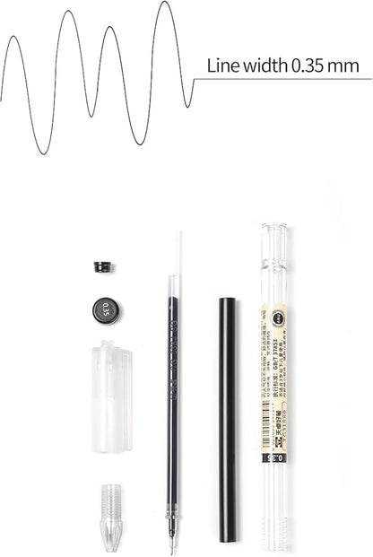 BEMLP Gel Ink Pen Extra Fine Point Pens Ballpoint Pen 0.35mm Black for Japanese Office School Stationery Supply 12 Pieces