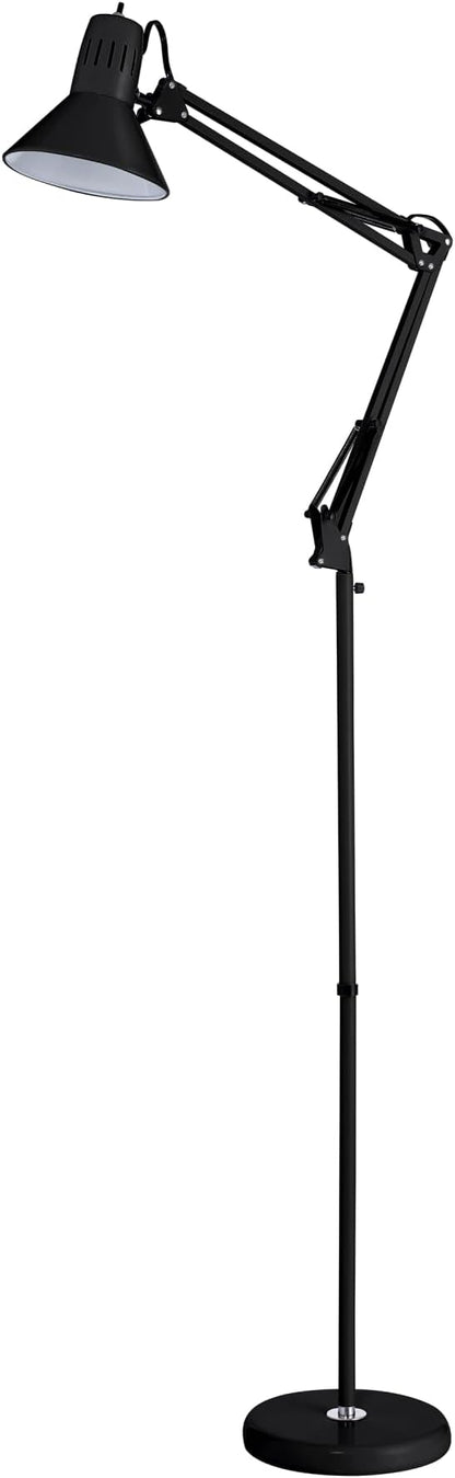 Bostitch Office VLF100F Swing Arm Metal Floor Lamp, 72" Tall with Multi-Joint Adjustment, Includes Replaceable LED Bulb (VLF), Black