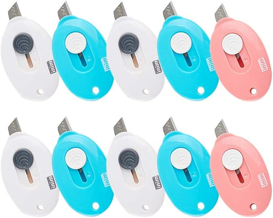 10PCS Mini Retractable Utility Knife, LZYMSZ Paper Cutter, Box Cutter for Letter Opener, Pocket Knife for Office, School Supplies, Random Color