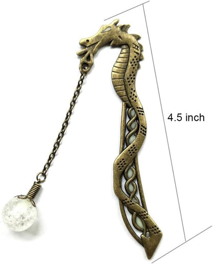 Vintage Luminous Metal Sea Horse Bookmark Gifts, Unique Glow in The Dark Bookmark Gift for Men, Women Students, Kids Teachers, Book Lovers, Bookworms (Sea Horse)