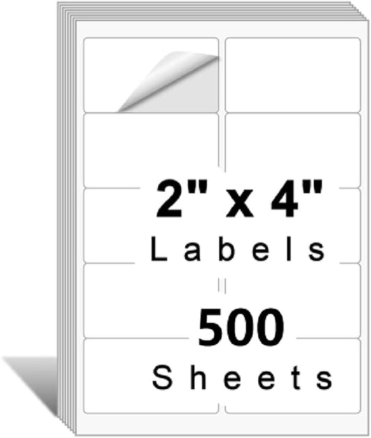 10up Shipping Address Labels 2 X 4 Label, Matte Stickers Paper Compatible with Laser & Ink Jet Printers, 500 Sheets-5000 Labels (5163/8163 /18163)