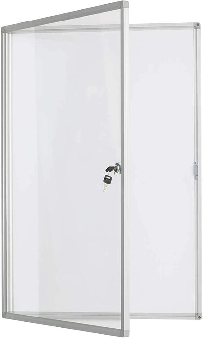 BIBOC 36x24 Inches Lockable Bulletin Boards White Board Frame Enclosed Display Case,with Magnets,for School Message Notice Whiteboard