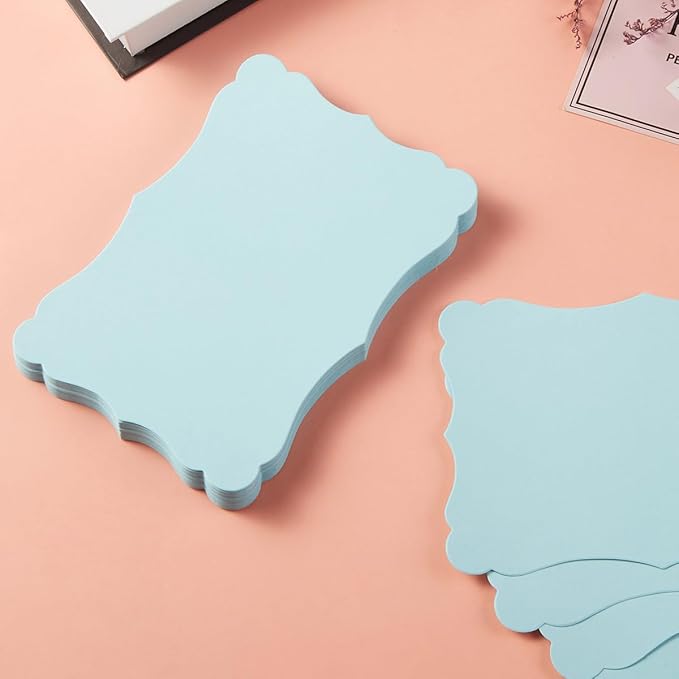 50 Pack Blank Kraft Cards Cardstock Thick Paper Brown Greeting Cards for DIY Gift Card Menus, Baby Shower and Wedding Invitations (Light Blue, 5x7IN)