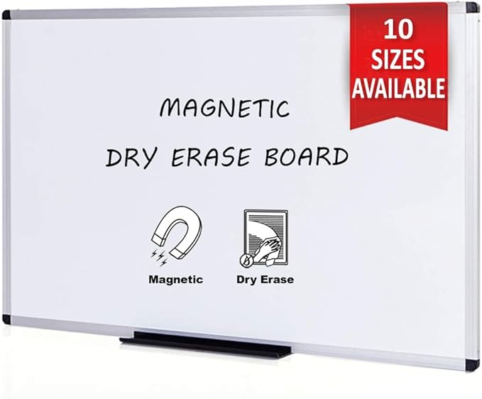 VIZ-PRO Magnetic Whiteboard/Dry Erase Board, 48 X 48 Inches, Silver Aluminium Frame