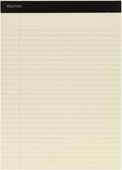 Mintra Office Legal Pads, ((Basic 6pk - (Pastel Version #2), 8.5in x 11in, Wide Ruled)), 50 Sheets per Notepad, Micro perforated Writing Pad, Notebook Paper for School, College, Office, Work