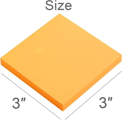 Vanpad Sticky Notes 3x3 Inches,Bright Orange Self-Stick Pads, Easy to Post for Home, Office, Notebook, 8 Pads/Pack