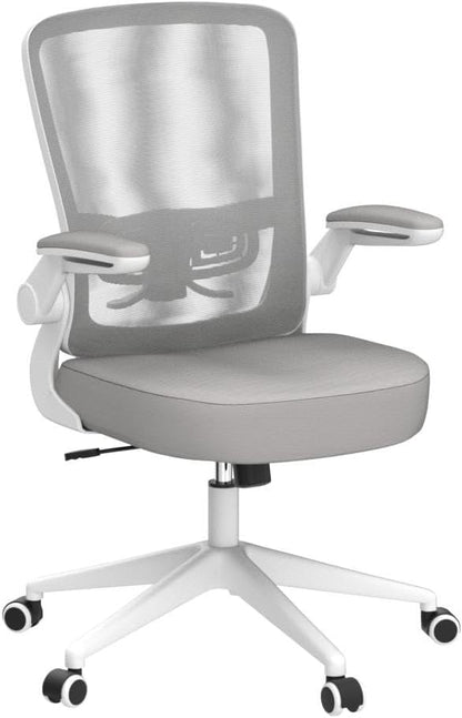 FelixKing Office Chair, Ergonomic Desk Chair with Adjustable Height and Lumbar Support Swivel Chairs, Desk Computer Chair with 90°Flip up Armrests for Conference Room (Gray)