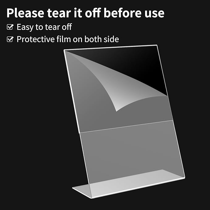 18 Pack Acrylic Sign Holder 8.5 X 11, L Shape Clear Sign Holder, Clear Plastic Sign Holder Picture Photo Frames, Flyer Document Paper Display Stand for Office Desktop