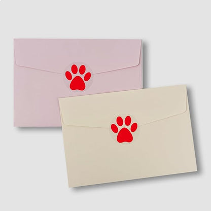 Paw Print Stickers, 1.5" Clear Round Bear Paw Stickers with Perforation Line (500 PCS, Red)