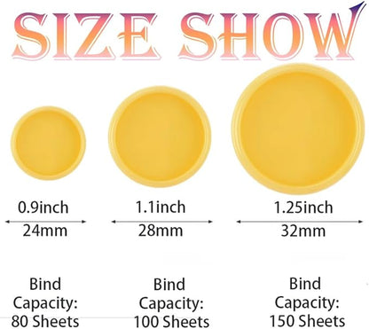 100PCS Discbound Notebook Accessories Expansion Planner Discs Binder Rings Loose-Leaf Plastic Book Binding Disc(Yellow,0.9"/24 mm)