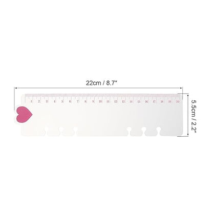 PATIKIL 8.7"x2.2" Bookmark Ruler, 10 Pack Snap-in Ruler Page Marker Book Mark Measuring Tools for 6-Hole Binder Notebook, Pink Heart Shape