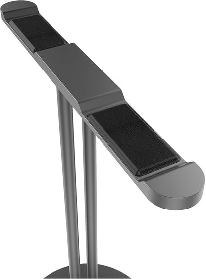 Double Headphones Stand, Aluminum Alloy Desk 3 Headsets Holder Supporting Desktop Earphone Hanger Mount Storage Rack with Heavy Base for Home and Office Display Spacegrey