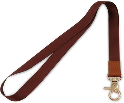 Lanyard, Long Neck Lanyard Key Lanyard, Id Badge Lanyard for Women and Men, Cute Cool Lanyard Strap for Car Keys, Card Holder, Whistle, Keychain, Wallet(Dark Brown)