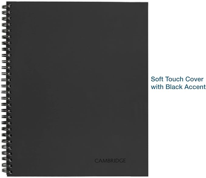 Cambridge Notebook, Business Notebook, 8-1/4" x 11", 80 Sheets, Ruled, Meeting Notes, Flexible Cover, Wirebound, Gray (06132)
