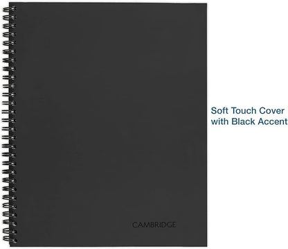 Cambridge Notebook, Business Notebook, 8-1/4" x 11", 80 Sheets, Ruled, Meeting Notes, Flexible Cover, Wirebound, Gray (06132)