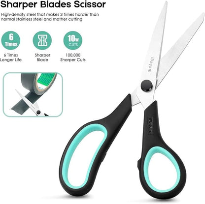 School Scissors Set of 24-Pack, 8" Scissors All Purpose Comfort-Grip Handles Sharp Scissors for High/Middle School Student Teacher Scissor, Office Home Sewing Fabric Supplies, for Right Left Handed