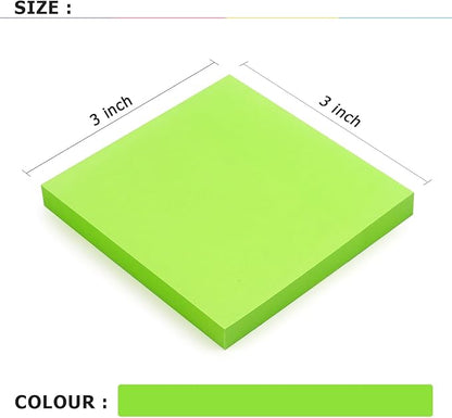 Sticky Notes 3x3 Self-Stick Notes Bright Colors Sticky Notes 8 Pads 80 Sheet/Pad (Green)