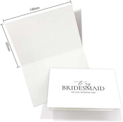 6 Pieces Bridesmaid Proposal Cards with Envelopes, 4 Pieces To My Bridesmaid On Our Wedding Day Cards and 2 Pieces To My Maid Of Honor On Our Wedding Day Cards.（Bridesmaid - 6cards A）