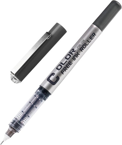 EYEYE 0.5mm Black Needle Poitn Pen, 8 Pack Liquid Ink Rollerball Pens Extra Fine Point Quick Dry, Pen Fine Point Smooth Writing Pens for Journaling, Note Taking, Office, School Supplies