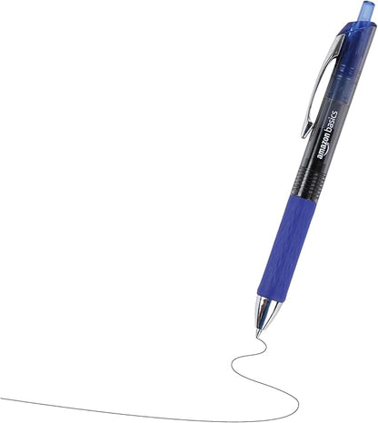 Amazon Basics Gel Pens Fine Point Smooth Writing Pens, Retractable, Blue, 0.7mm, 12 Pack