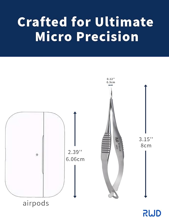 VANNAS Micro Scissors, 3.2" Curved Tapered Tip, Extra Sharp Spring Action Squeeze Scissors for Stitch Cutting, Embroidery, ENT, Eye, Skin, Dental, and Veterinary Surgery (8cm) - S11002-08