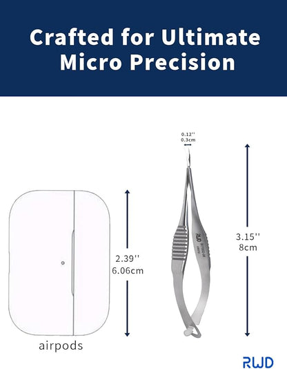 VANNAS Micro Scissors, 3.2" Curved Tapered Tip, Extra Sharp Spring Action Squeeze Scissors for Stitch Cutting, Embroidery, ENT, Eye, Skin, Dental, and Veterinary Surgery (8cm) - S11002-08