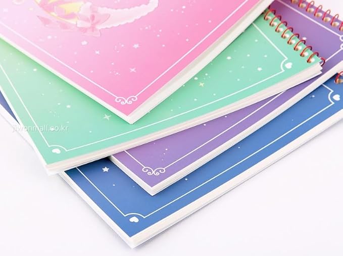 Cute Unruled Blank Spiral Notebook, About 60 Sheets, 7.3 x 10.3 Inches, About 60 Sheets (Pink)