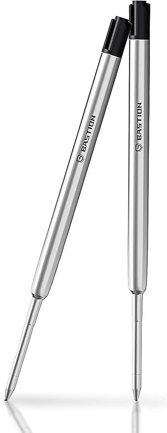 BASTION® Premium Pen Refill, Deeply Pigmented Ink for All Bastion Bolt Action Luxury Pens, Standard Ink Refill with 0.55mm Fine Tip - Black, 2 Pieces