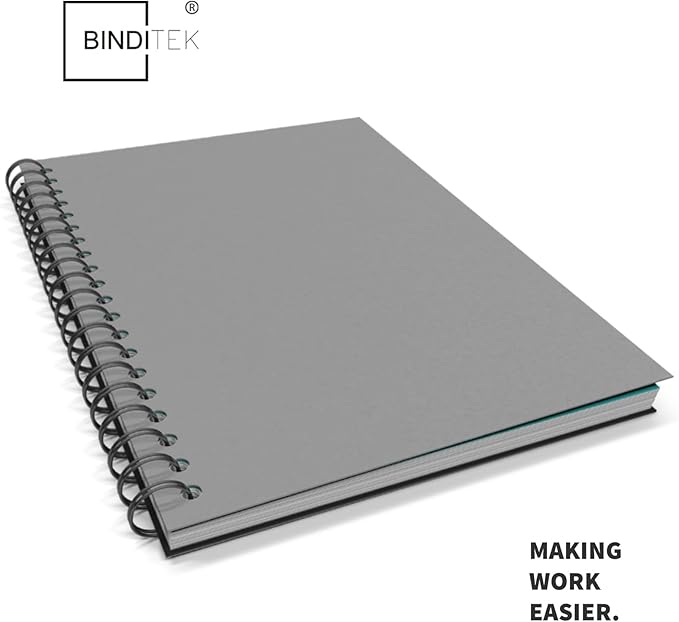 Binditek 25 Pack 12 Mil Sand-Textured Polycover - Plastic Binding Cover for Business Reports and Proposals- Lightly Textured Sand Finish - Square Corners, Un-Punched, Grey, Office Supplies
