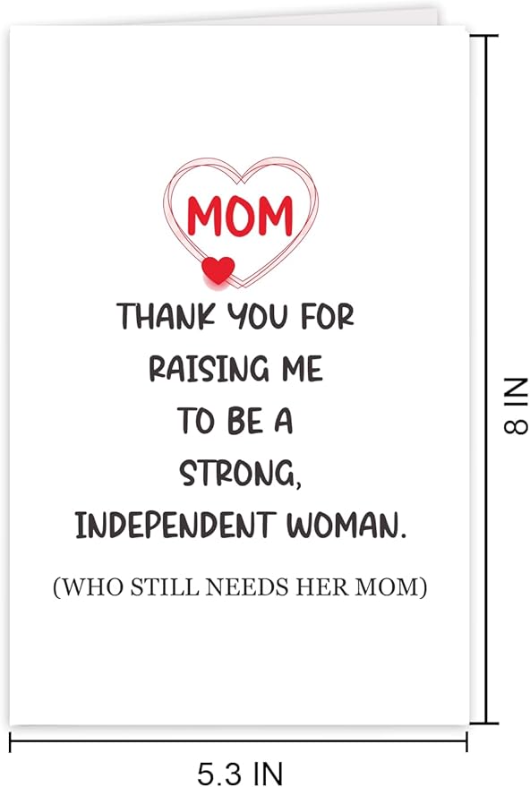 UUEFKTN Funny Mother's Day Card Gift for Women, Birthday Card From Daughter, Thank You For Raising Me To Be A Strong Independent Women