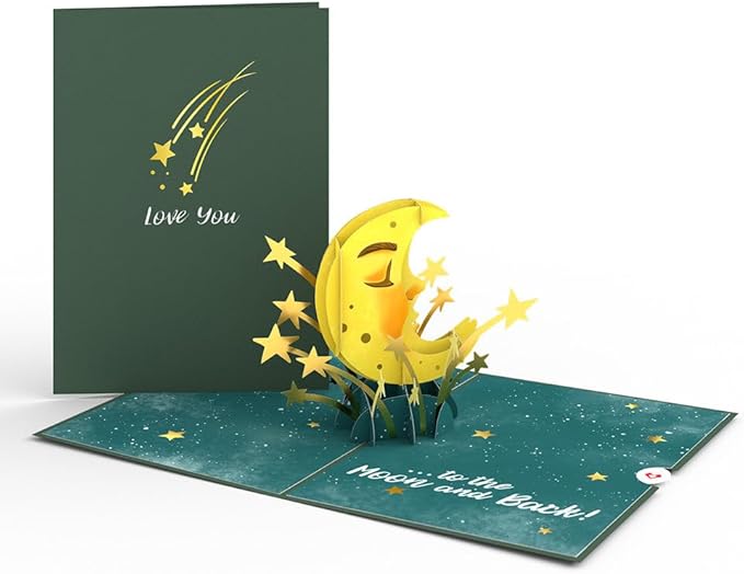 Lovepop Everyday Pop-Up Card for Her, Him, Girls, Boys - 3D Love Greeting Cards - Love You to the Moon - 5" x 7" - Blank Note Card & Envelope Included